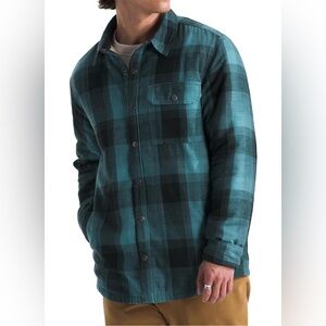 Men's The North Face Campshire Shirt Sz‎ 3XL Sherpa Lined Snap Jacket Blue Plaid